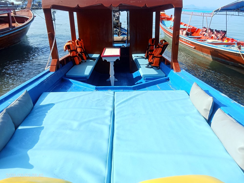 Traditional long-tail backup boat deck